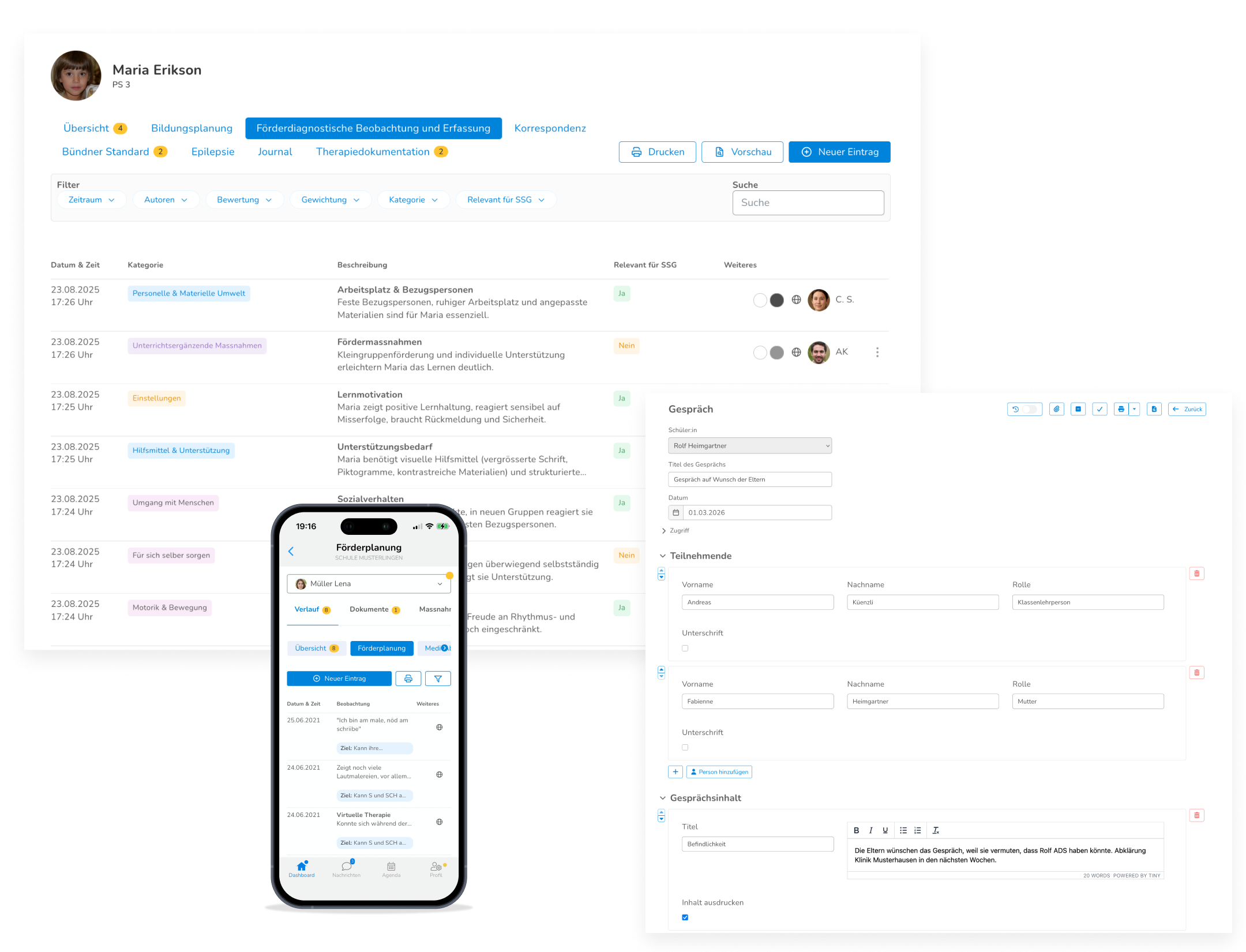 Verlaufsdokumentationen und Formulare