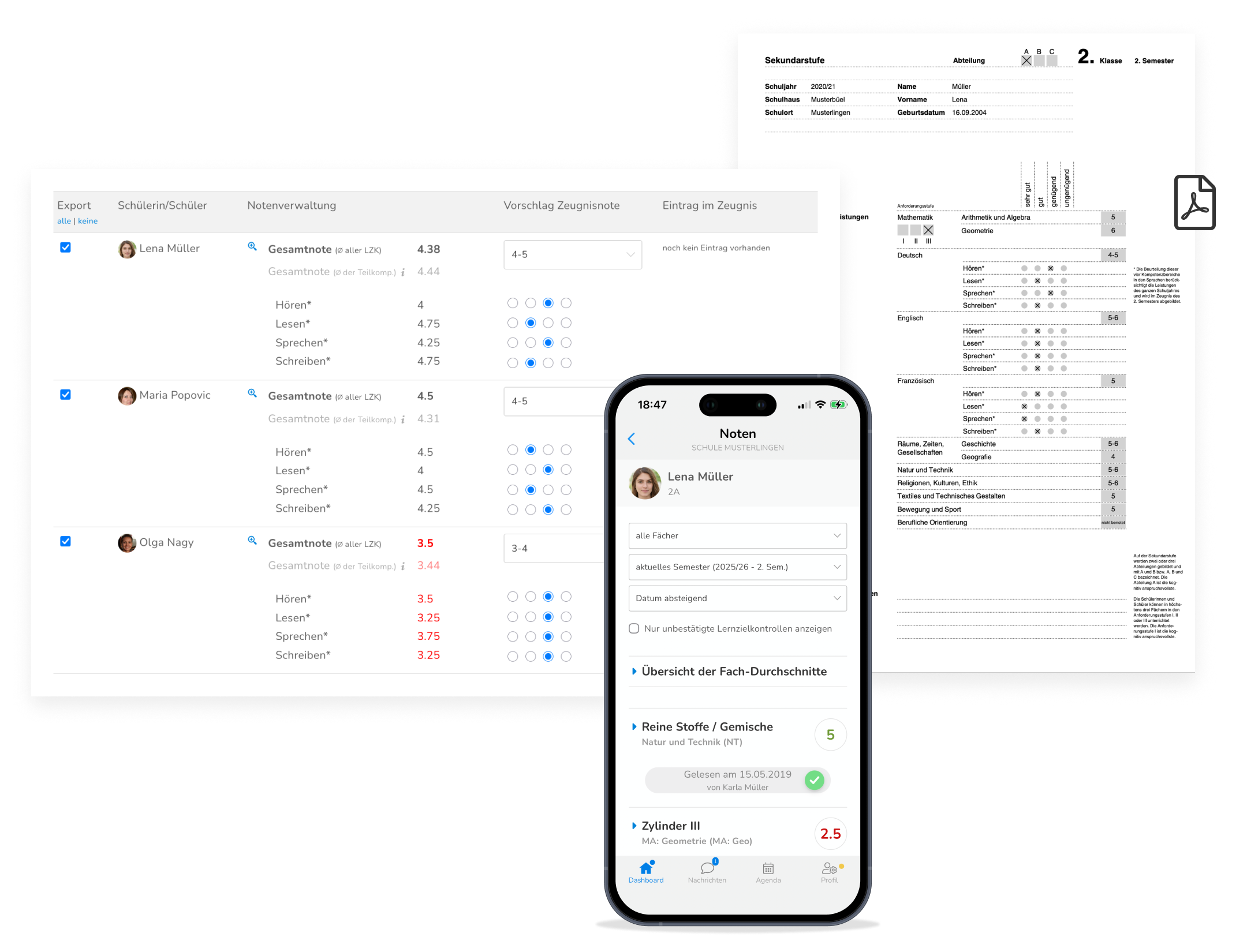 Zeugnisse und Lernzielkontrollen